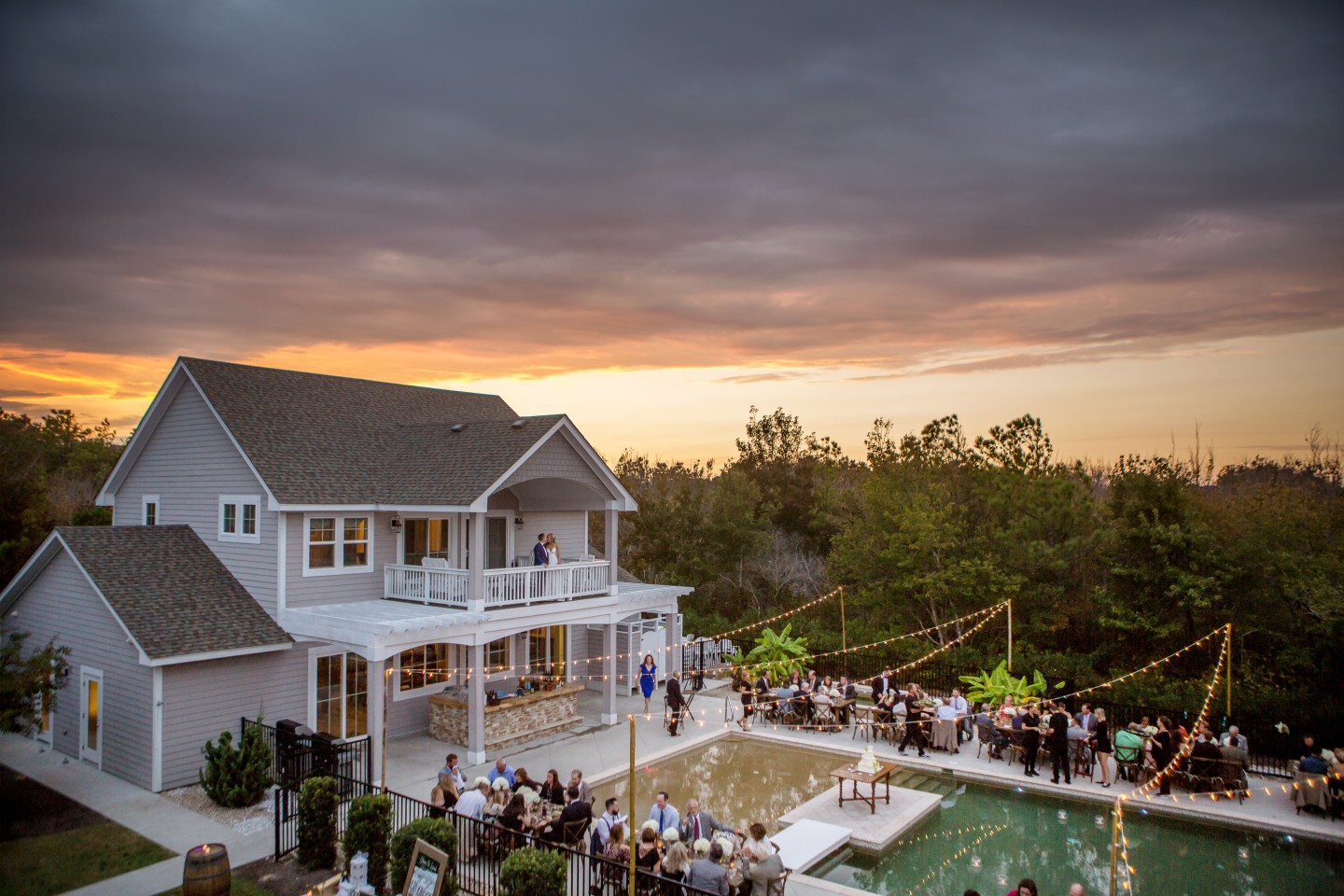 Aerial view of The Black Stallion Wedding Reception Pool Area