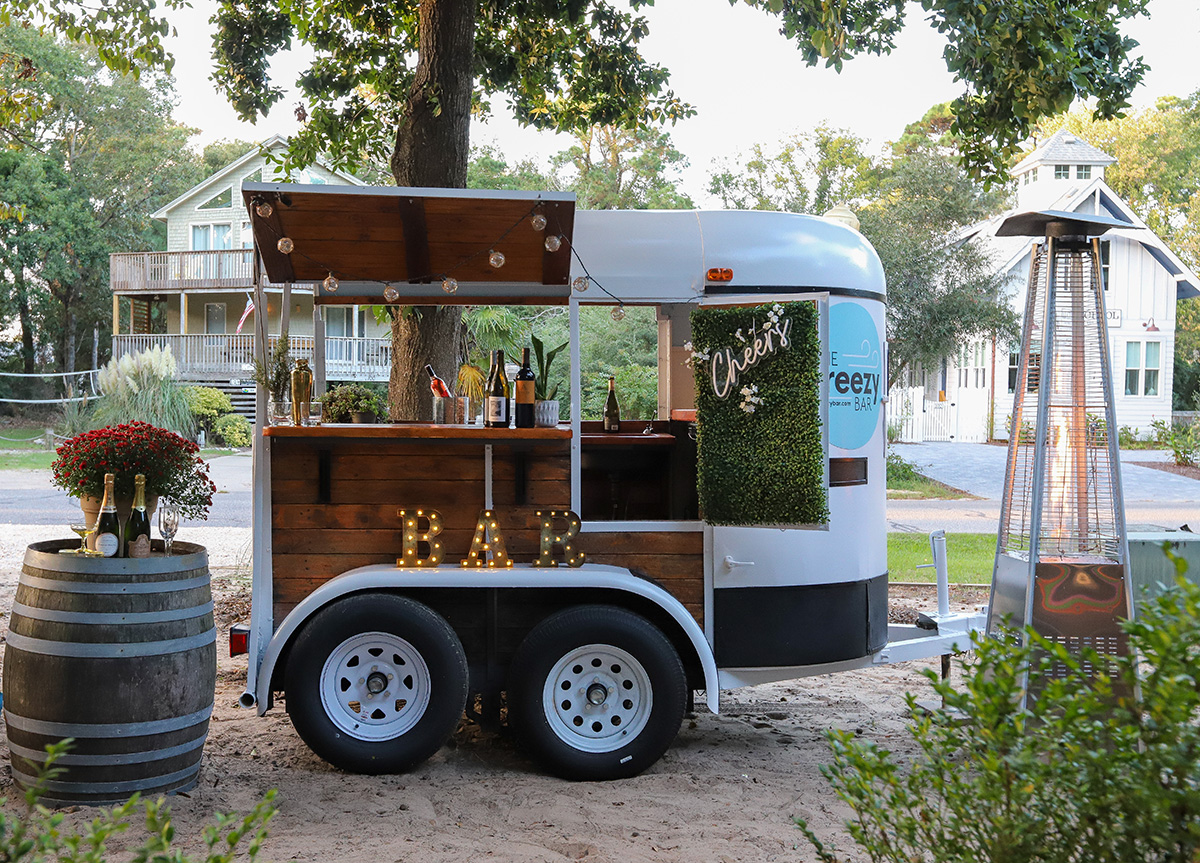 horse cart turned traveling bar at an event