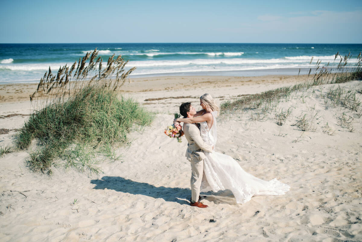 Bride and Groom on Beach