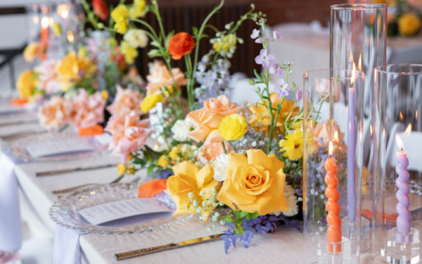 Bright floral tablescape