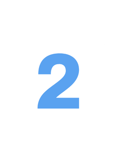 Blue number 2 centered inside a white circle with a slight irregular round shape.