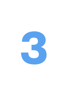 Blue number 3 centered inside a white circle with a black outline.