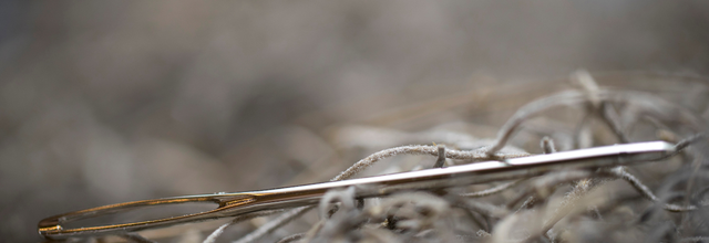 A single steel needle catches a shaft of light amid a blurred bed of golden hay, everything else in the frame out of focus, to indicate the Rundown and Read giving information that is otherwise hard to find.