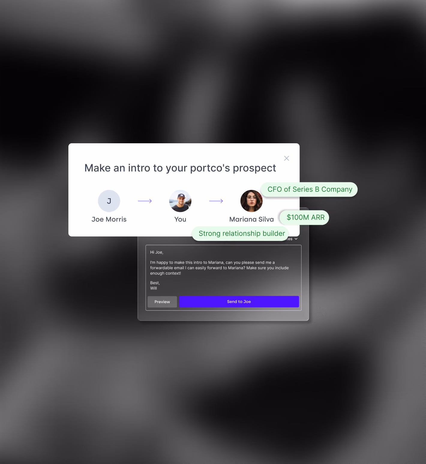 Dashboard showing a Product Designer job listing with details and a pie chart of 150 top candidates segmented by Copilot recommendations from inbound applicants, ATS, internal employees, CRM, employee referrals, and alumni.