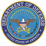 Seal of the United States Department of Defense featuring a bald eagle with outstretched wings, shield, arrows, olive branch, and stars.