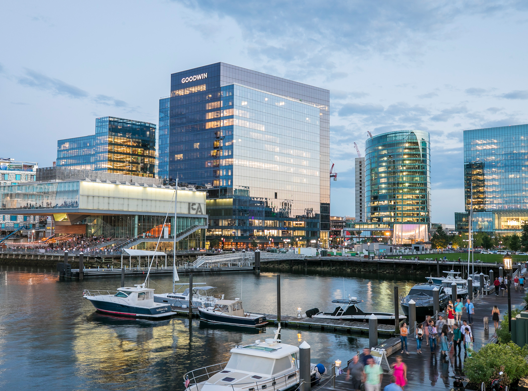 Exterior photo of the Boston Seaport in Boston, Massachusetts.
