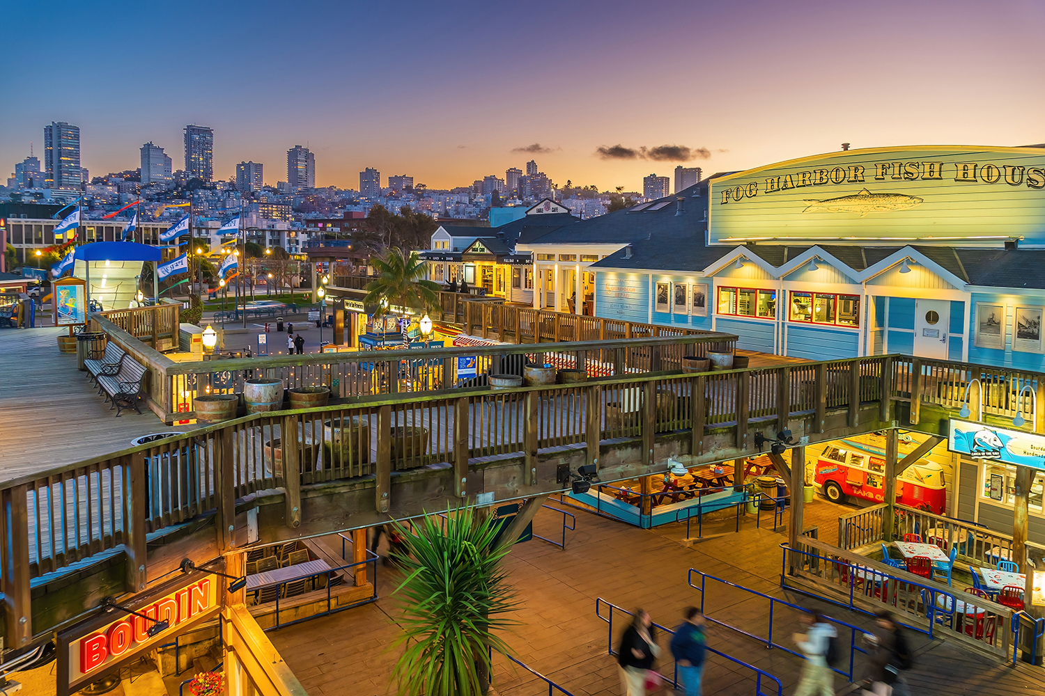 Aerial of Pier 39 in San Francisco, California.