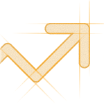 Orange arrow pointing upward and to the right representing growth or performance increase.