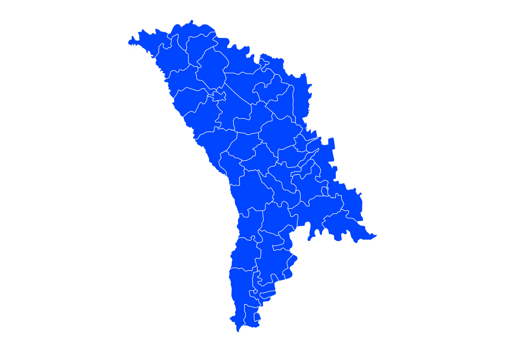Map of Moldova showing administrative regions