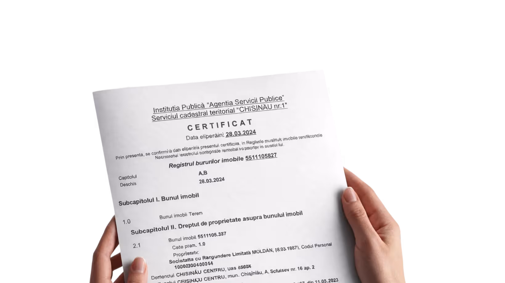 Official government-issued certificate held in hands