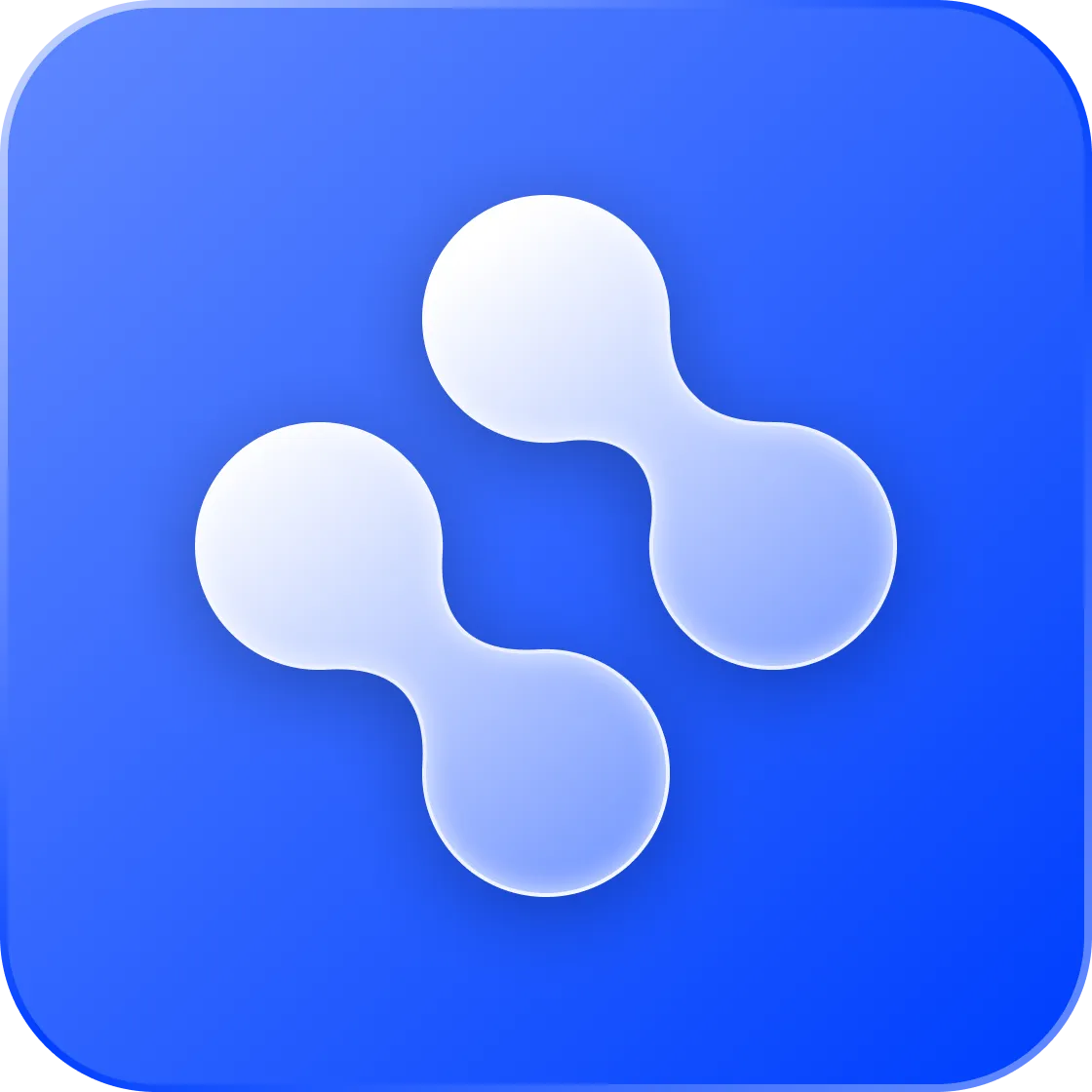 Abstract icon with soft organic shapes on a blue background