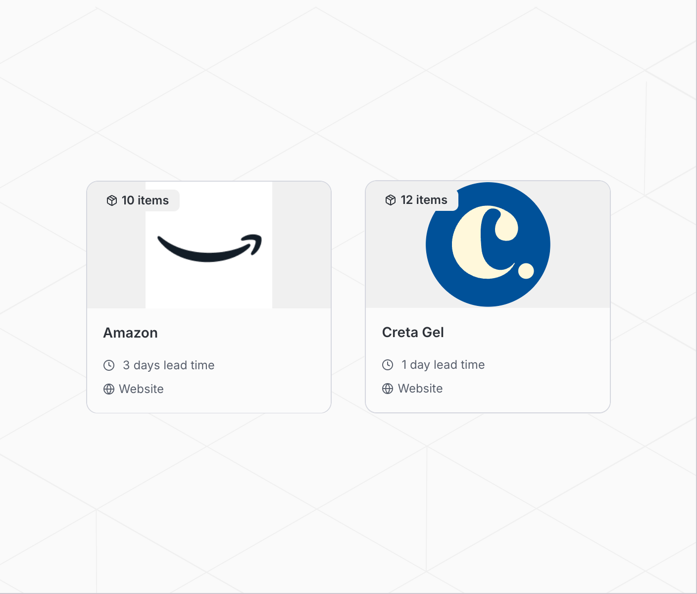 Stash supplier directory with supplier contact and product information