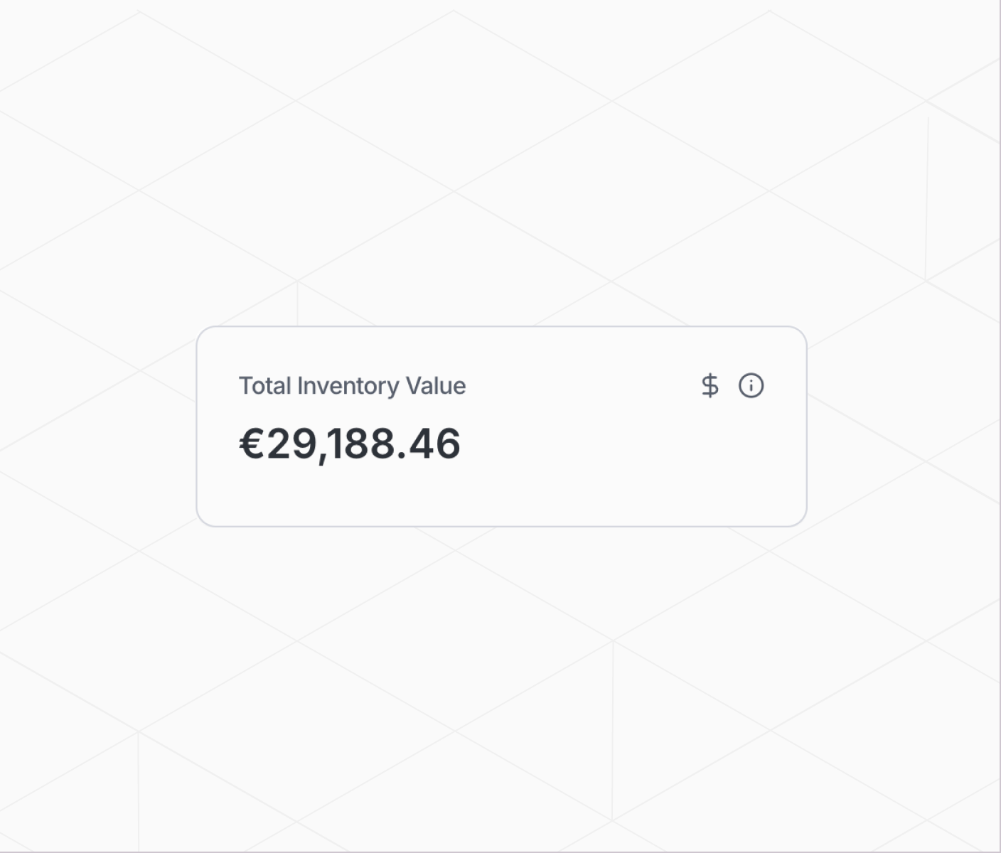 Stash inventory valuation dashboard showing stock value