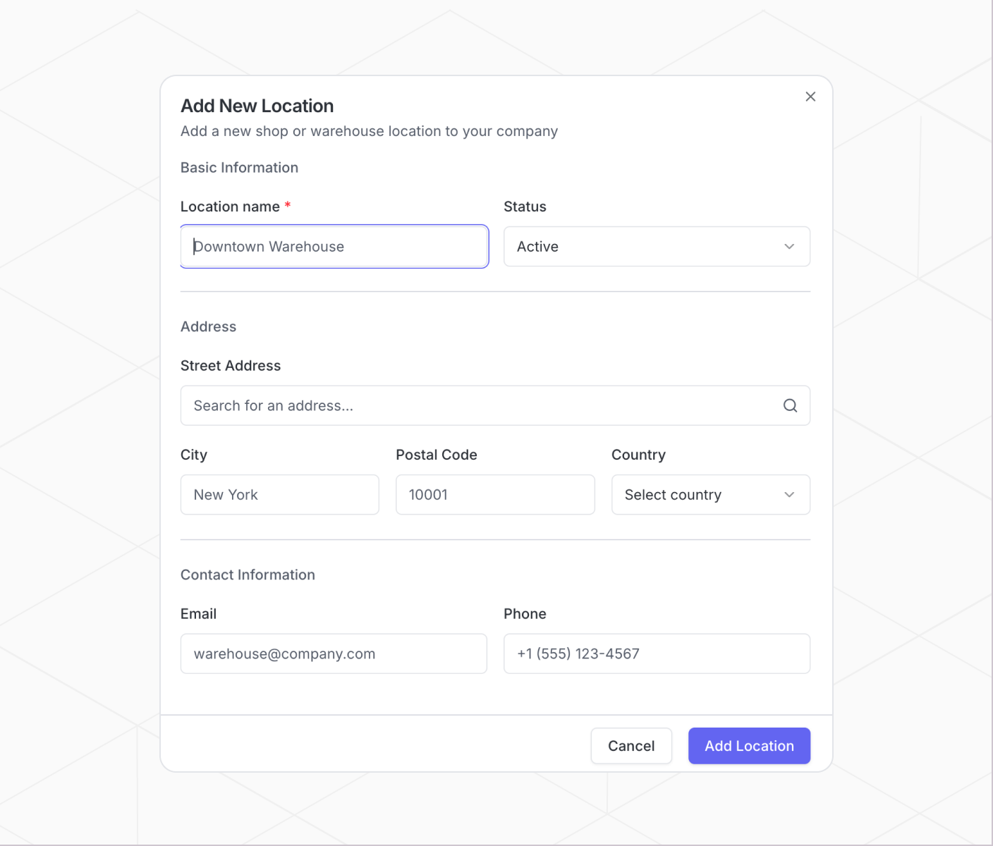 Stash multi-location inventory setup for adding and managing locations