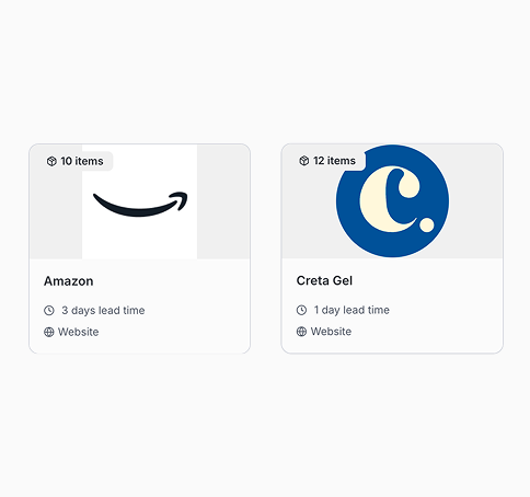 Stash supplier and purchasing workflow for restaurant inventory