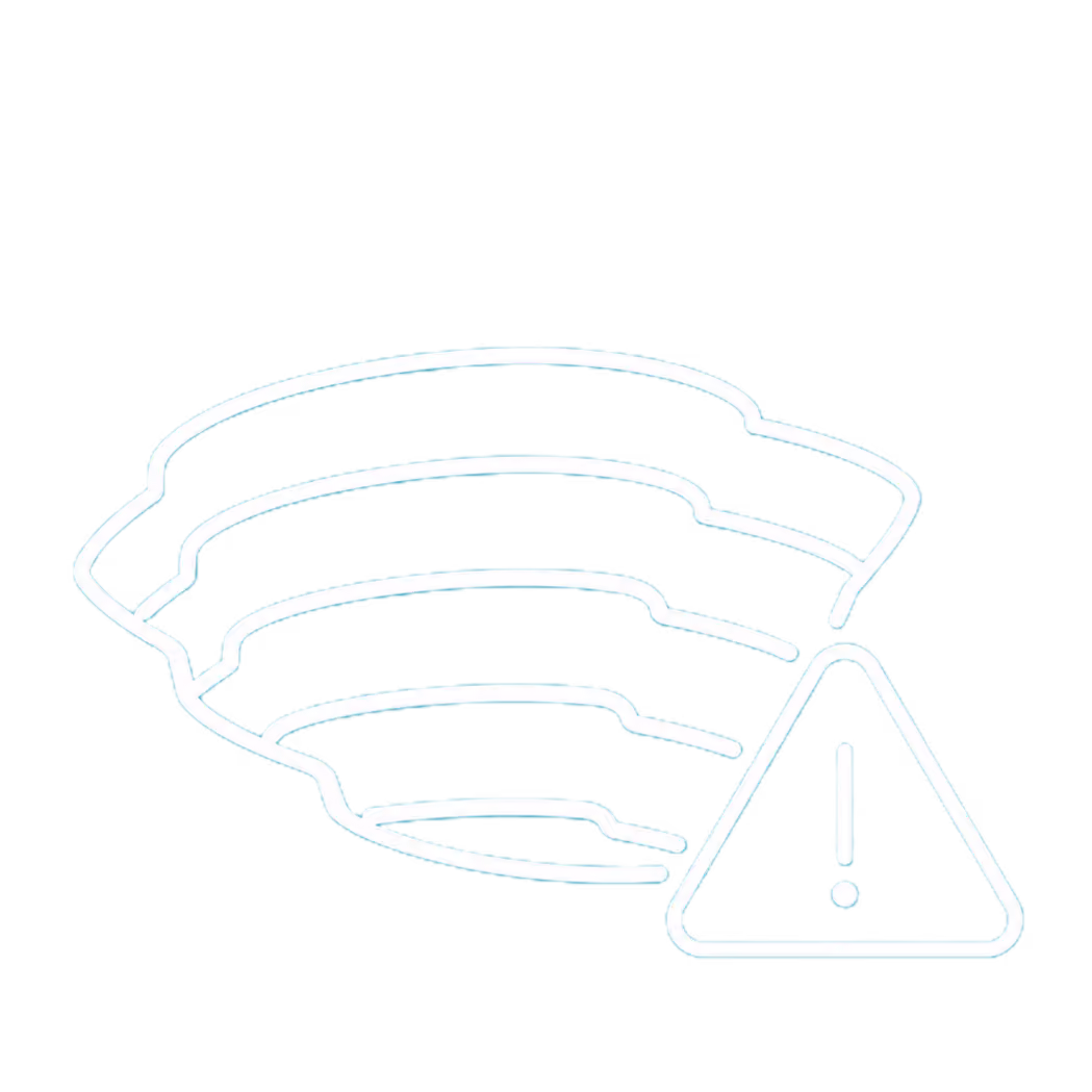 Outline of a mine shaft with a warning triangle containing an exclamation mark next to it.