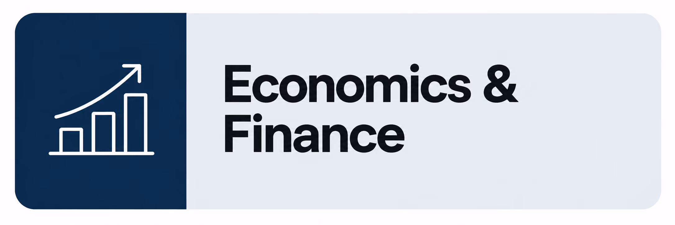 White upward trending line graph icon next to the word Financial on a rectangular background.