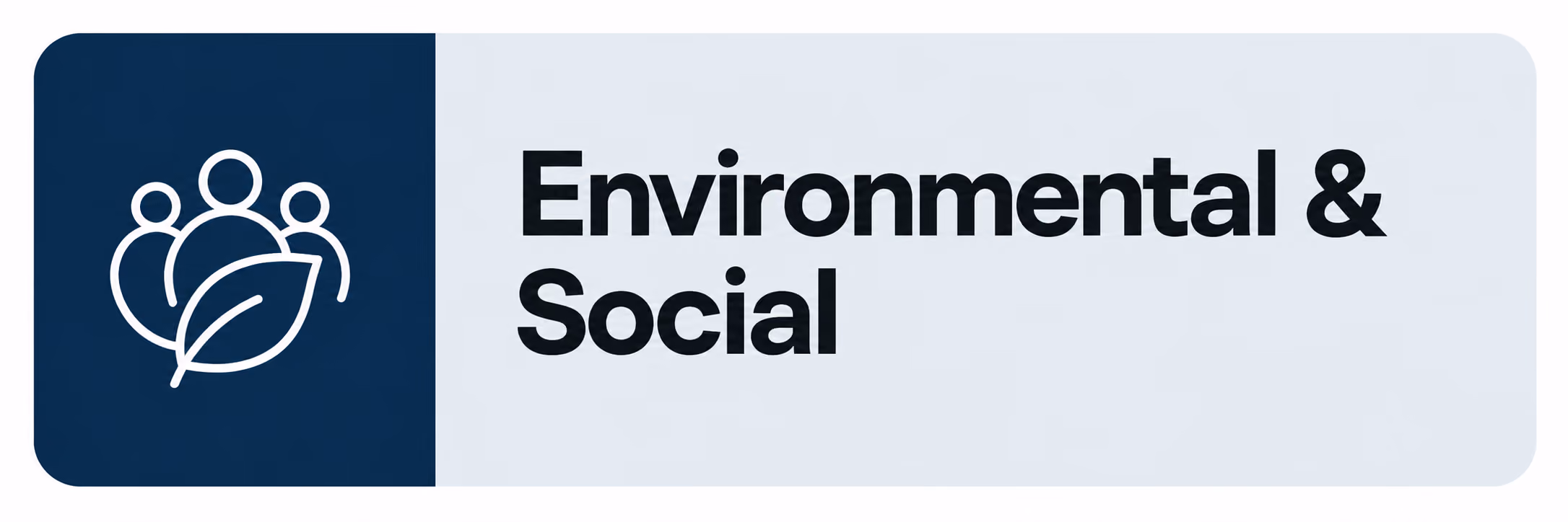 White leaf icon on blue background next to the word Environmental in bold black text.