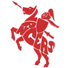 Red unicorn standing on its hind legs with the word 'UNICORN RACERS' integrated into its body.