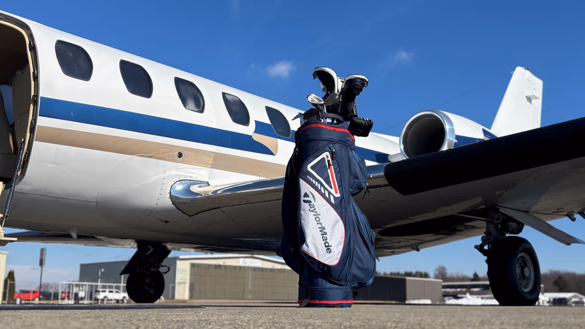 AirQuest charter flights hero — Cessna Citation V jet on the ramp ready for departure