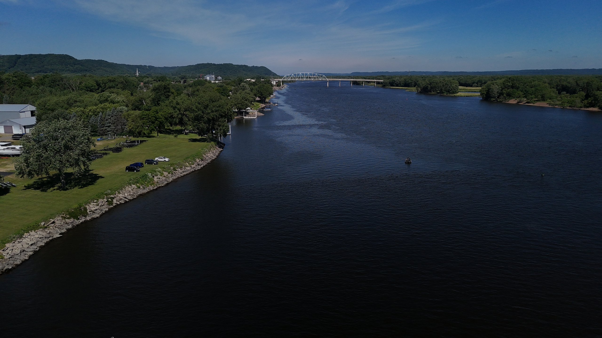 Aerial view of Wabasha Marina and Boatyard