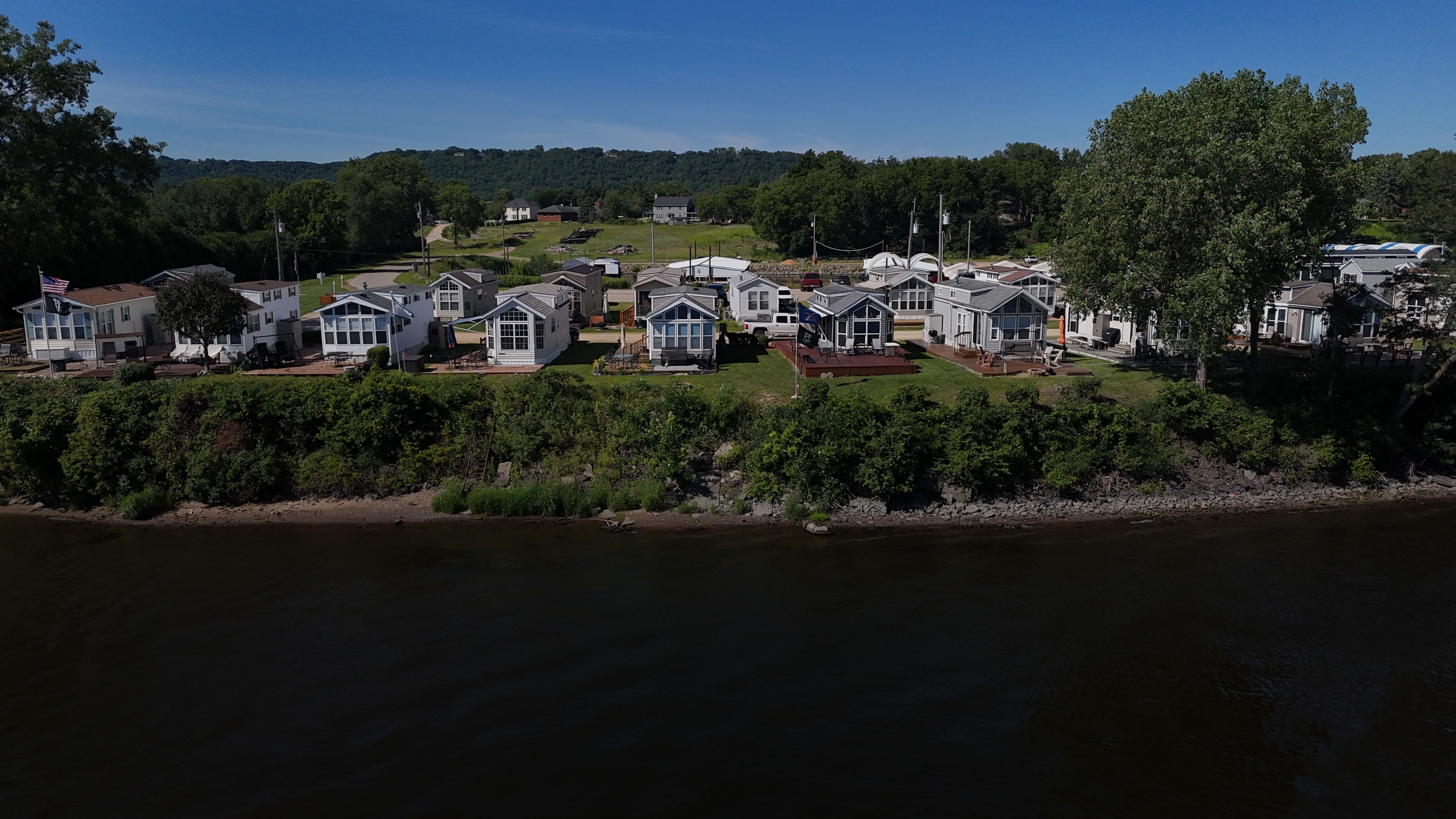 Aerial view of Wabasha Marina and Boatyard