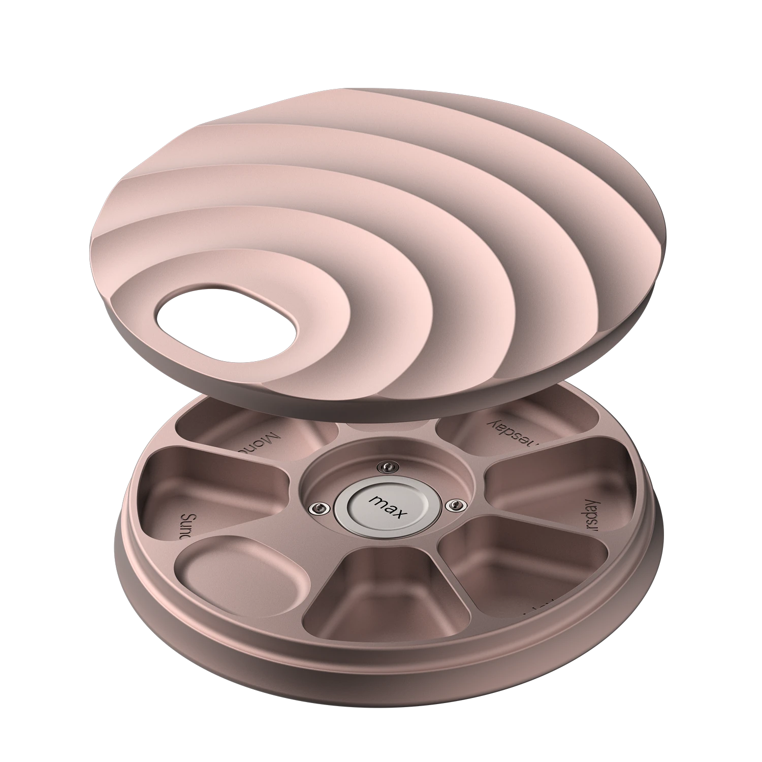 Misylo Max Pill Case with seven storage compartments in color blush