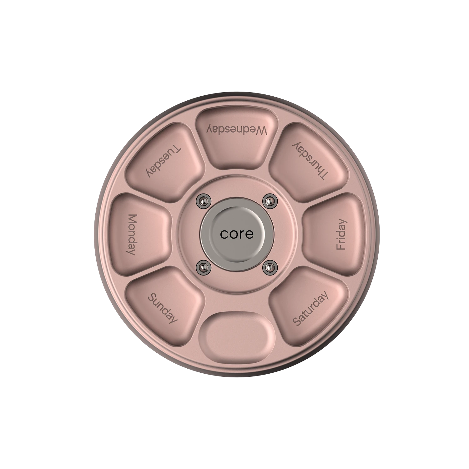 Misylo Core Pill Case with seven storage compartments in color blush