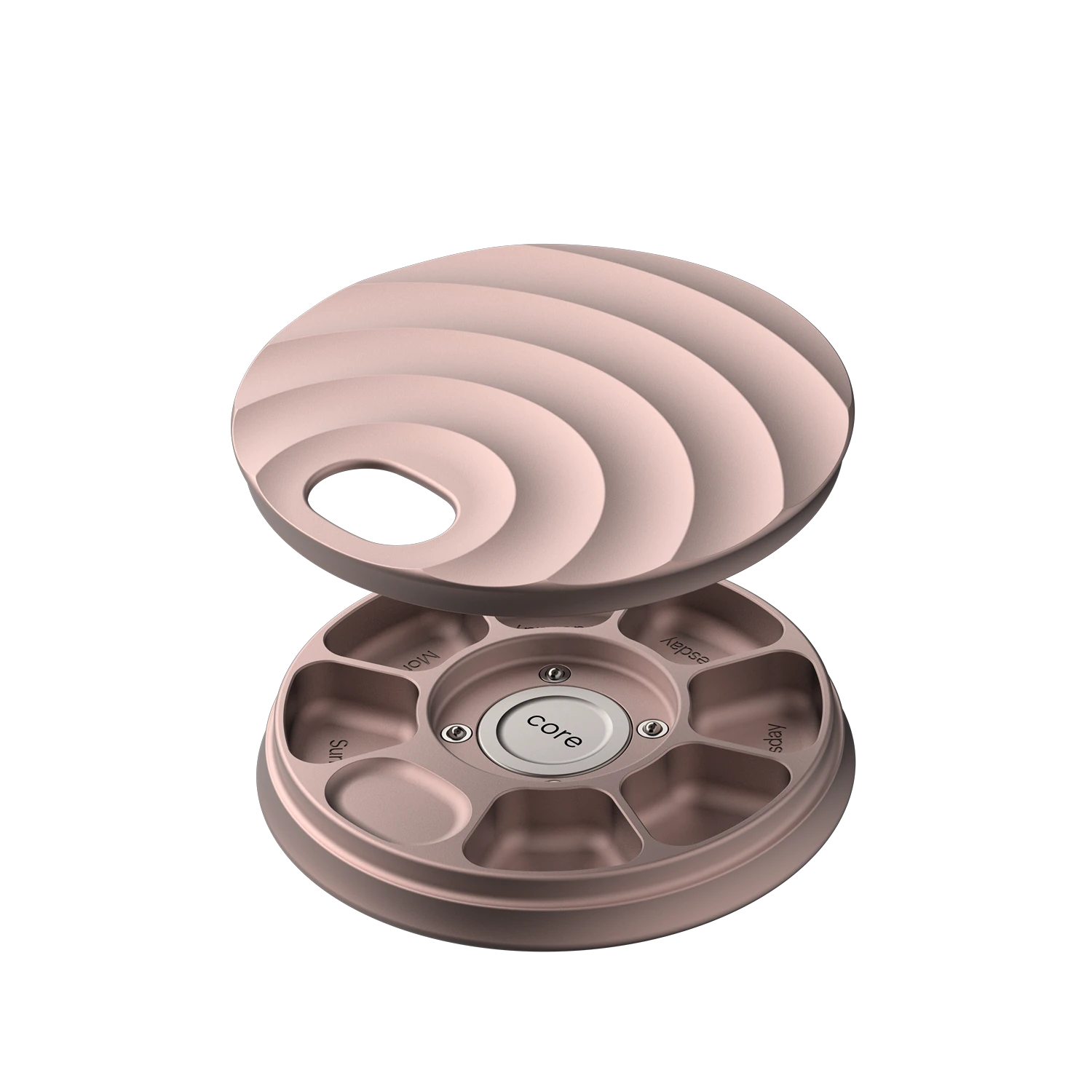 Misylo Core Pill Case with seven storage compartments in color blush