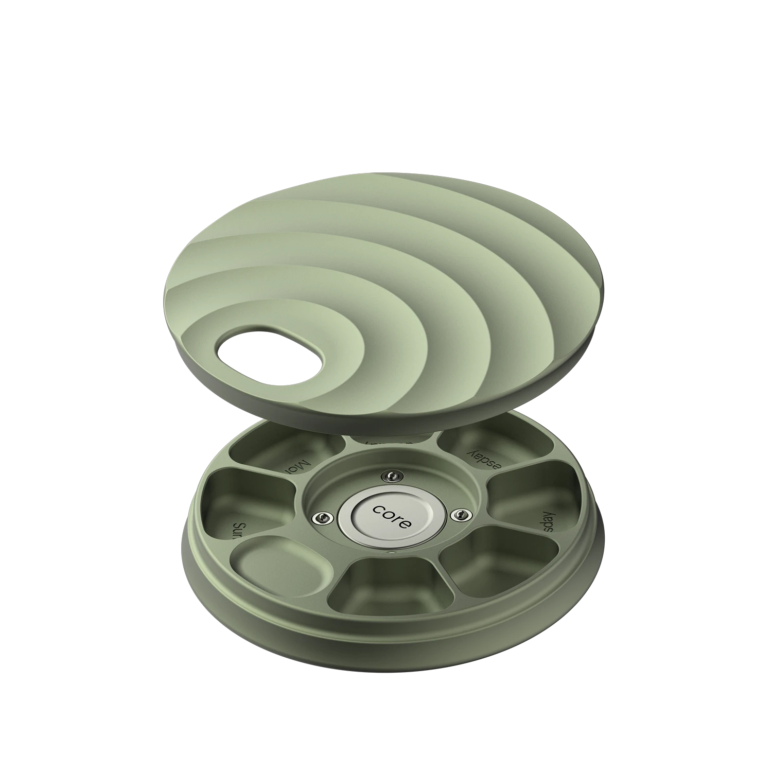 Misylo Core Pill Case with seven storage compartments in color sage