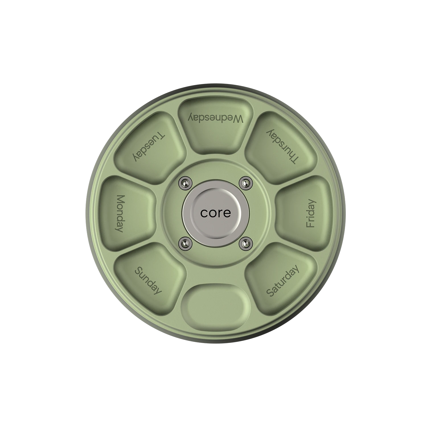 Misylo Core Pill Case with seven storage compartments in color sage