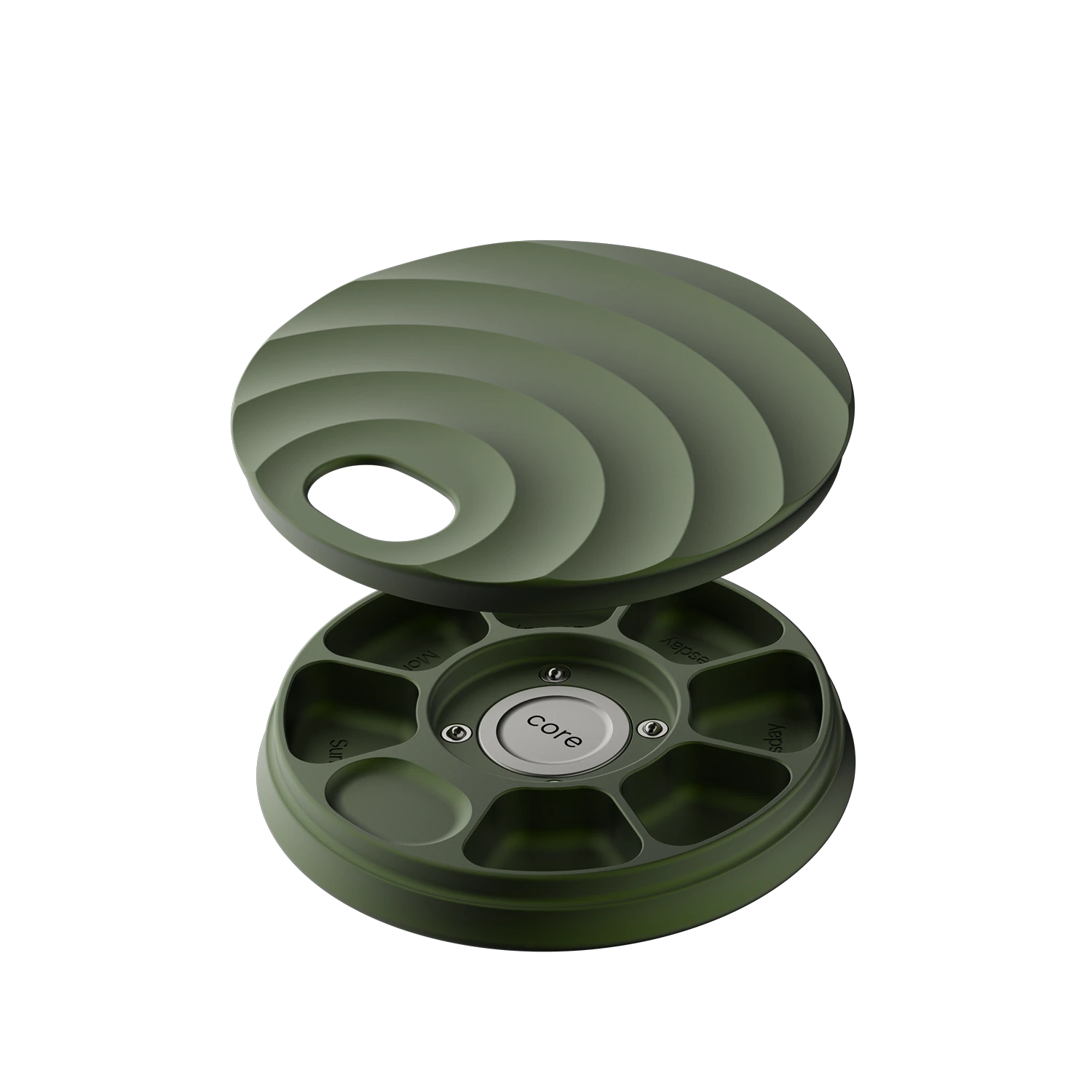 Misylo Core Pill Case with seven storage compartments in color forest