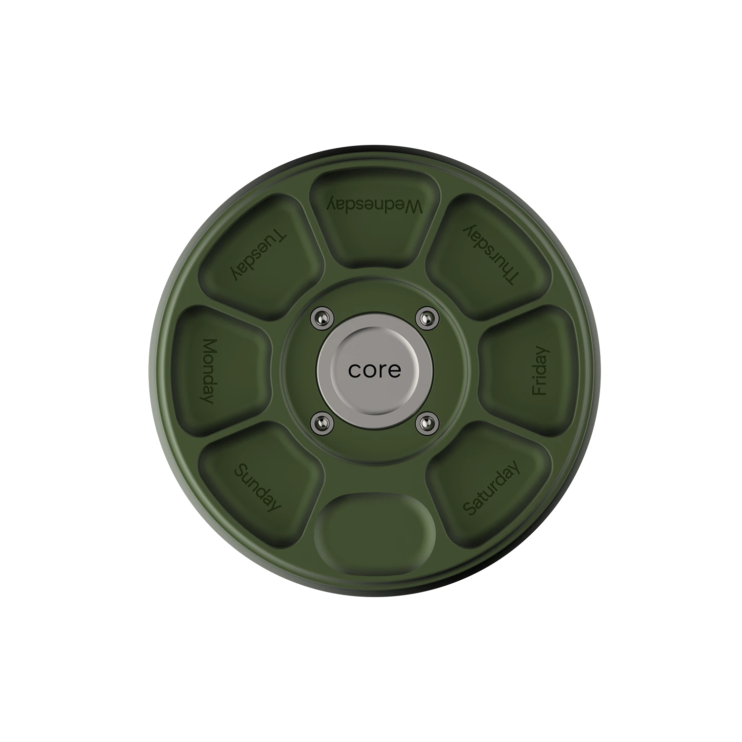 Misylo Core Pill Case with seven storage compartments in color forest