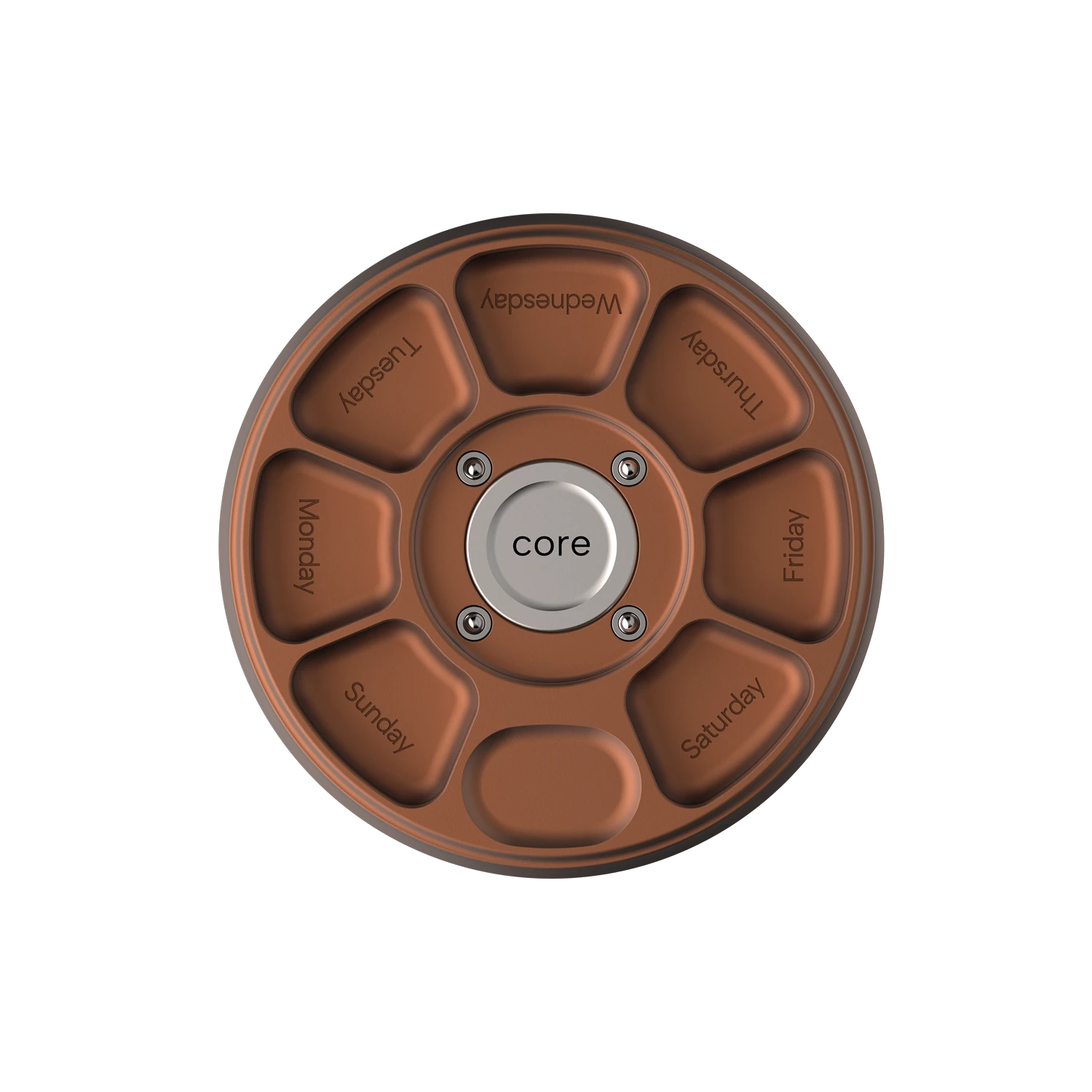 Misylo Core Pill Case with seven storage compartments in color terra