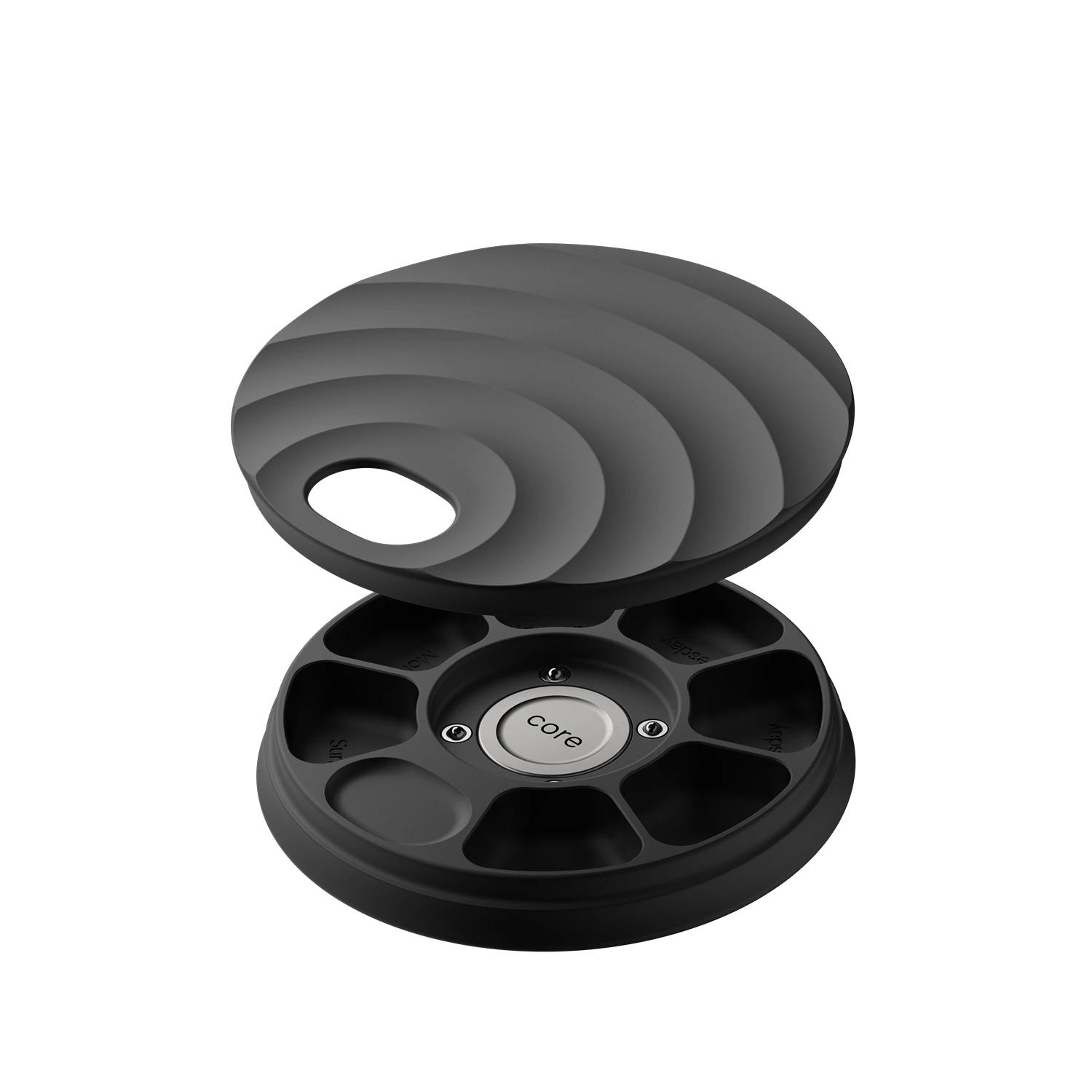 Misylo Core Pill Case with seven storage compartments in color midnight
