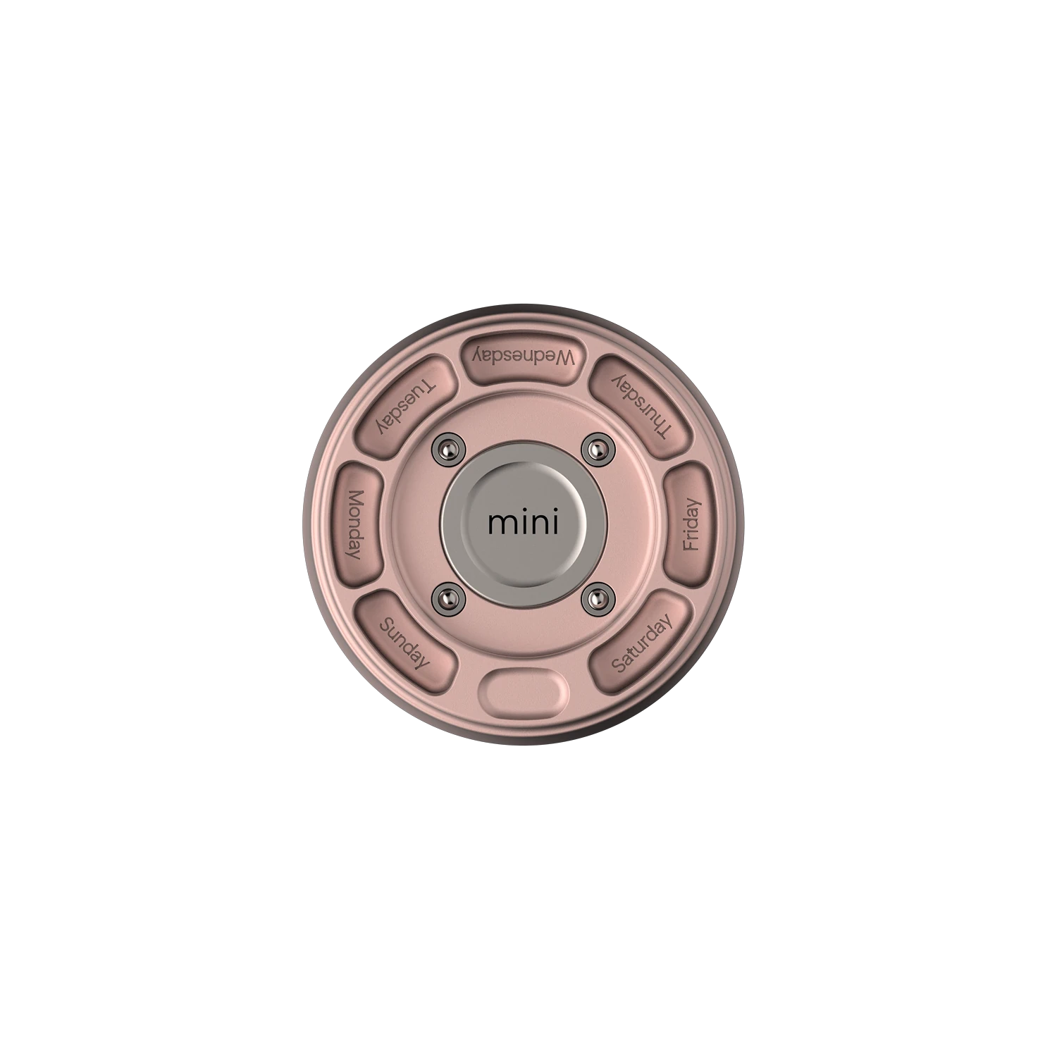 Misylo Mini Pill Case with seven storage compartments in color blush