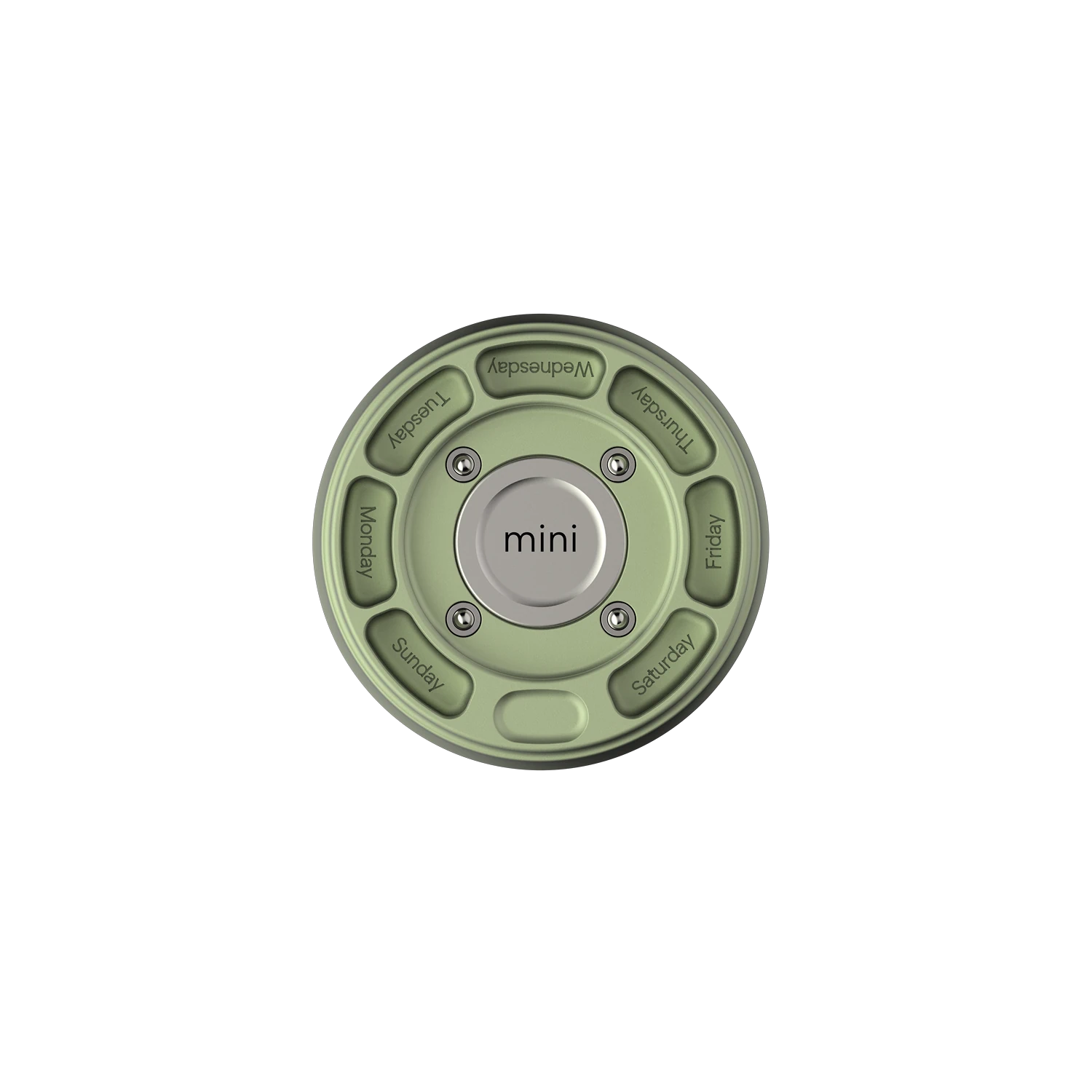 Misylo Mini Pill Case with seven storage compartments in color sage