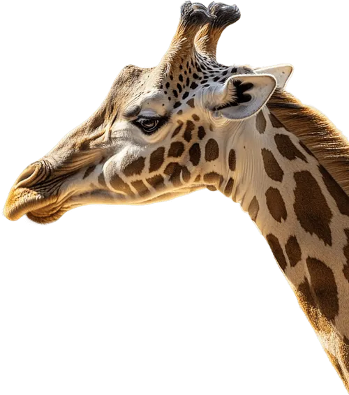 A close up of a giraffe with a black background.