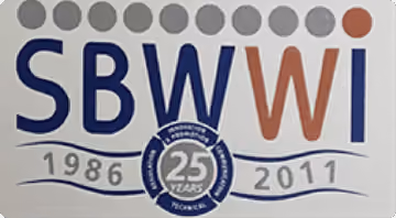 Logo for SBWWI, marking 25 years.