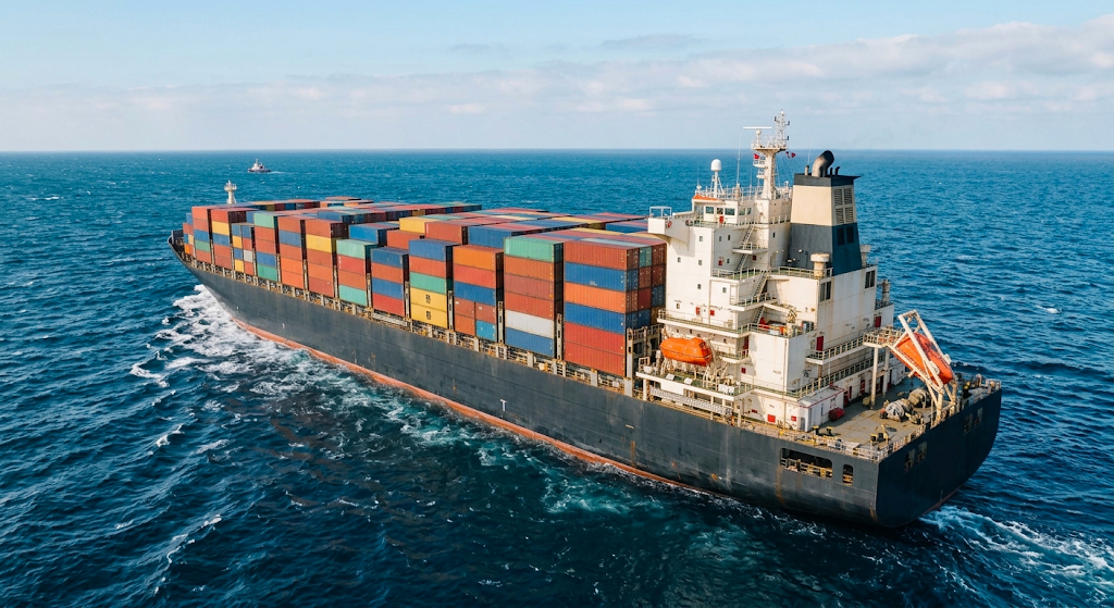 Bâteau cargo en mer