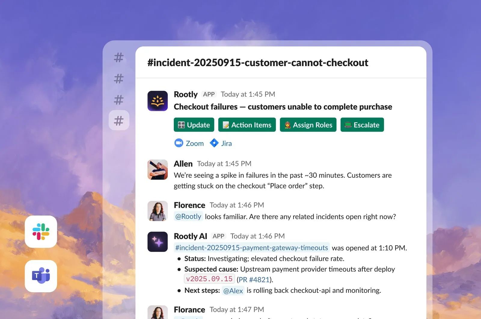 incident- Slack & Teams