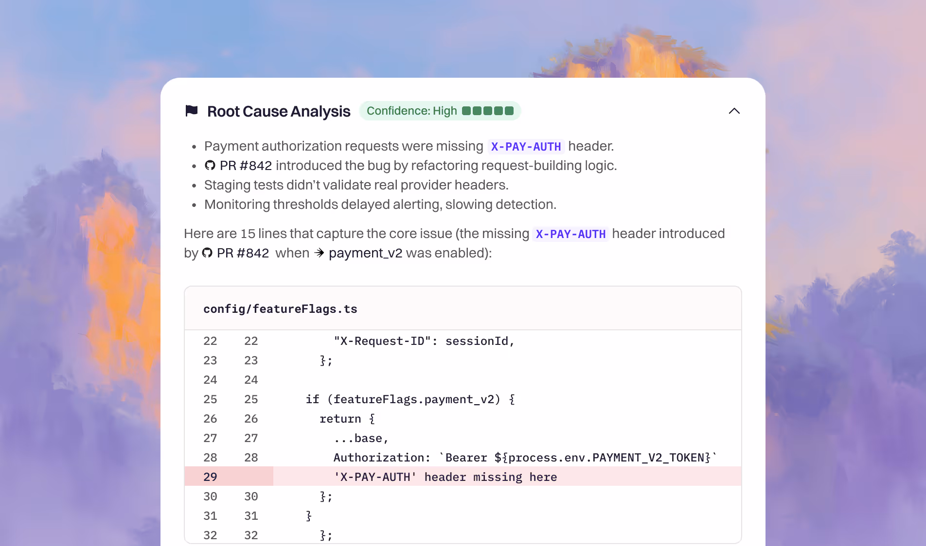 AI Root cause identification