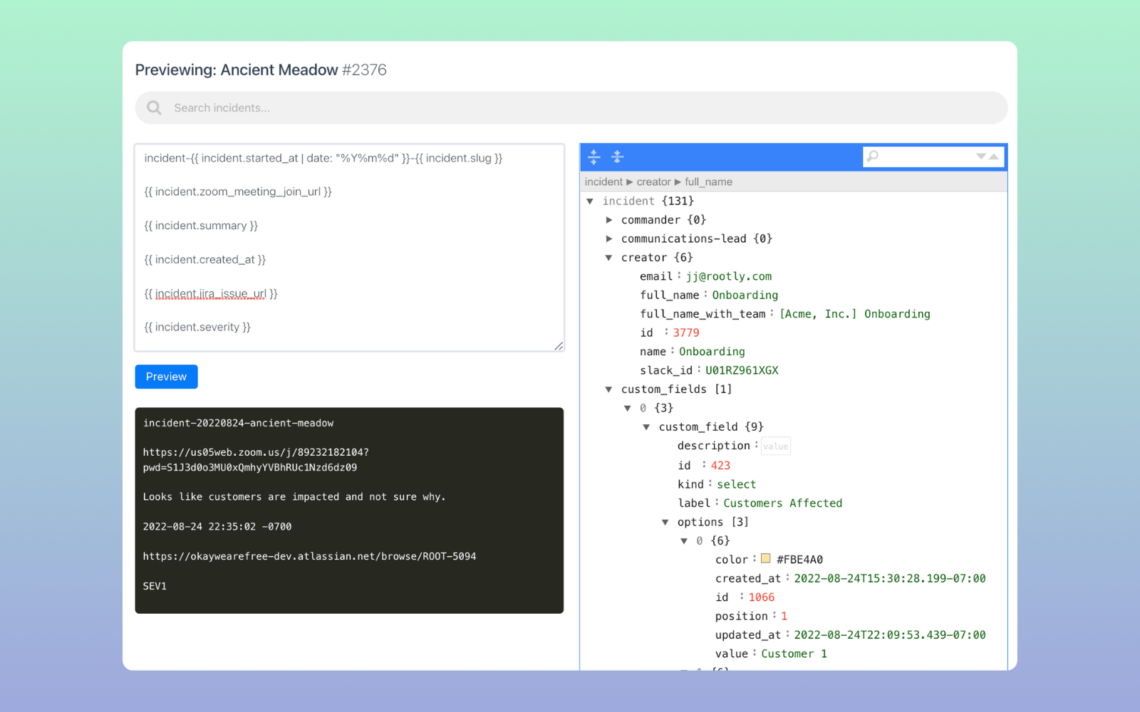 Incident Variable Explorer