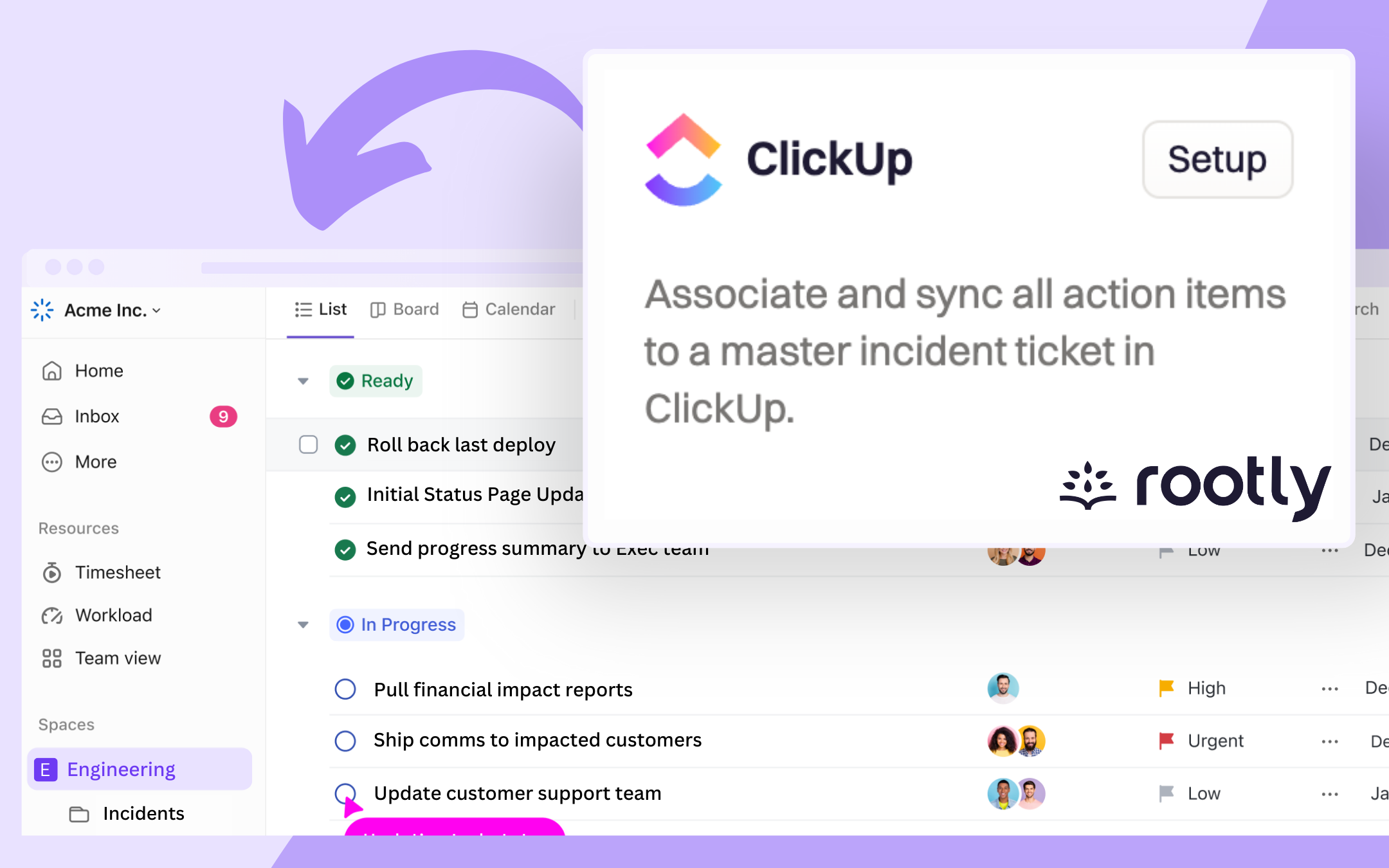 Introducing: Rootly x ClickUp! Our New Integration for Seamless Collaboration and Task-Tracking