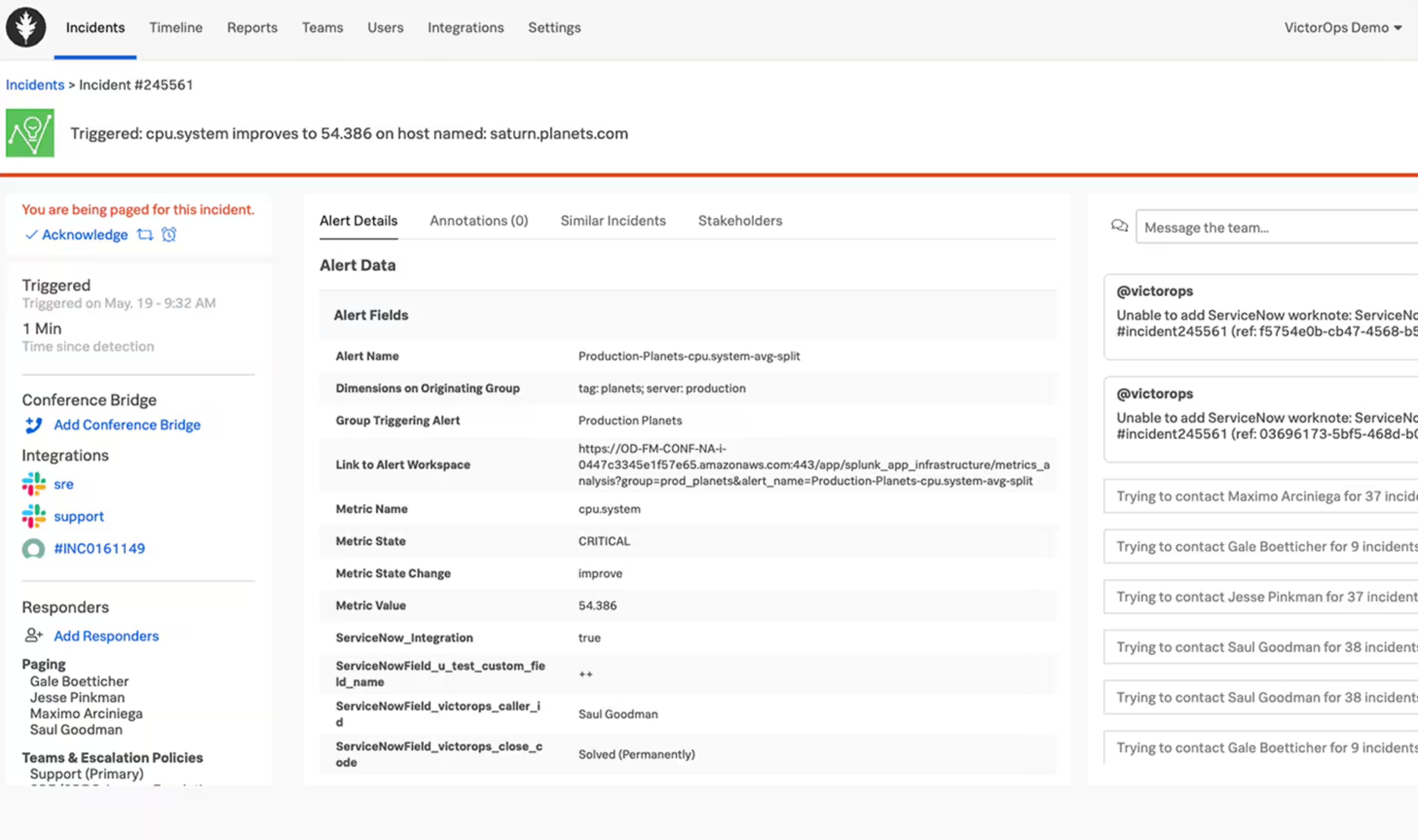 Splunk alert screenshot