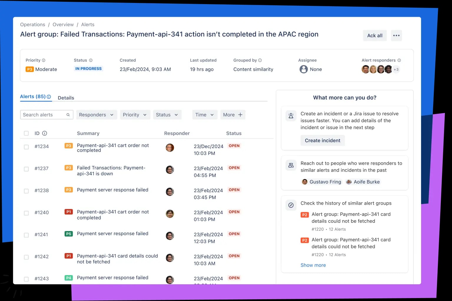 Atlassian Opsgenie dashboard 