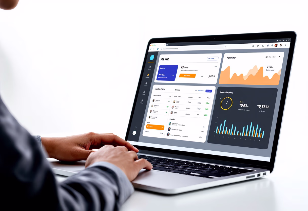 [interface] image of employee interacting with hr software (for a hr tech)