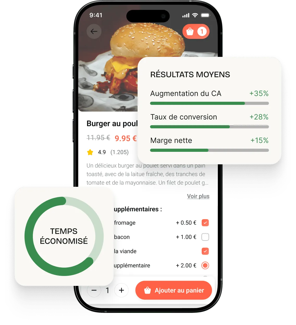 Exemple de menu optimisé sur des plateformes de livraison
