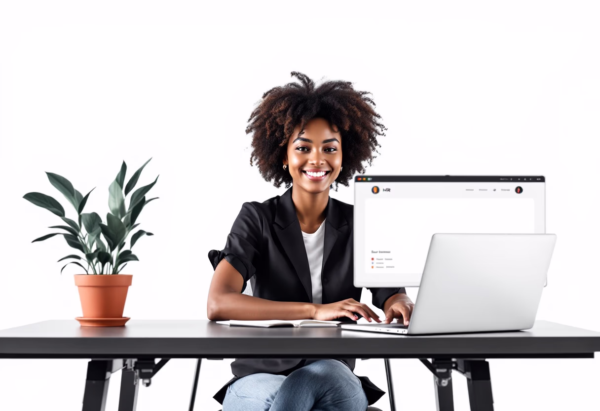 [interface] image of employee interacting with hr software (for a hr tech)