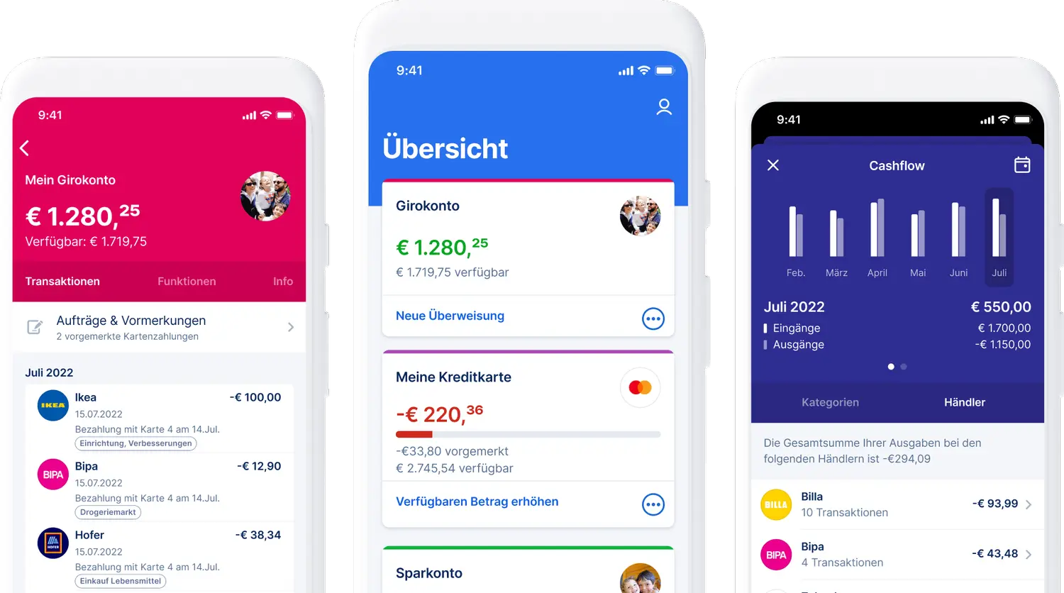 George App auf mehreren Smartphones - Konto, Zahlungen und Übersicht